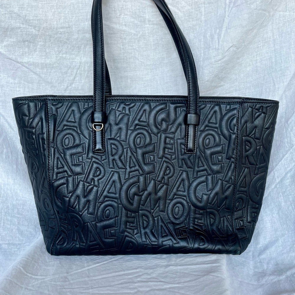 Salvatore Ferragamo Black Embossed Tote